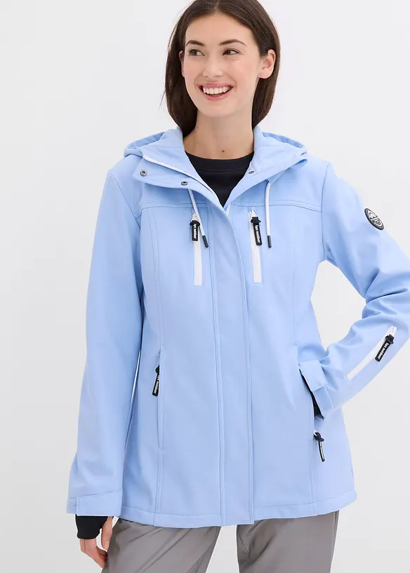 wasserabweisende Softshelljacke in blau von vorne (im Anschnitt) - bonprix