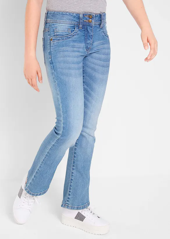 Bootcut-Jeans Mid Waist in blau von vorne - bonprix