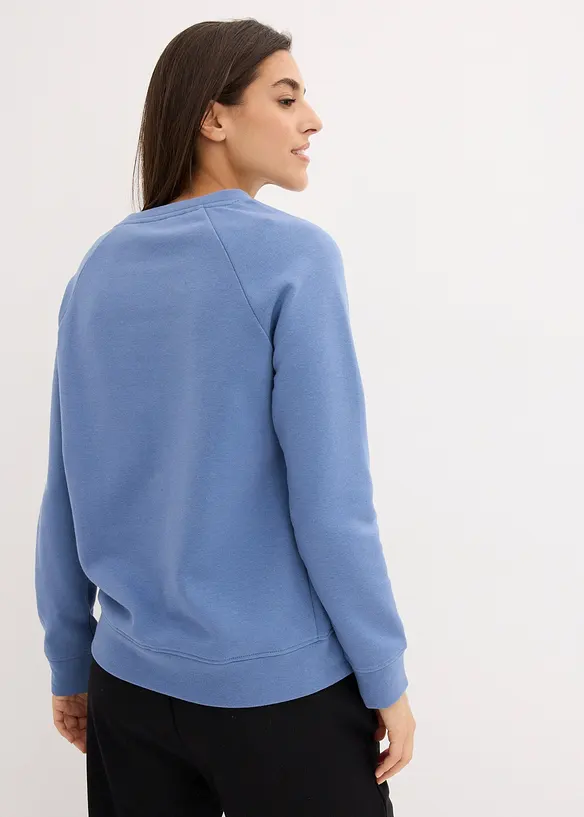 Basic Sweatshirt in blau von hinten (im Anschnitt) - bonprix