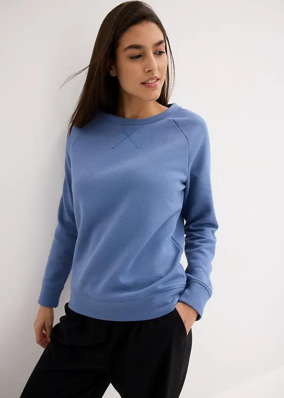 Basic Sweatshirt in blau von vorne (im Anschnitt) - bonprix