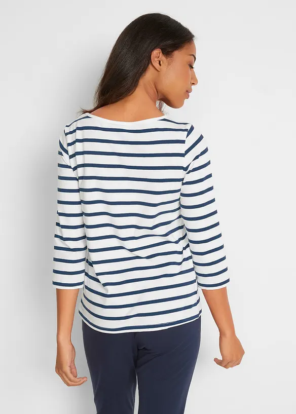 Langarmshirt mit reiner Bio-Baumwolle in weiß von hinten (im Anschnitt) - bonprix Langarmshirt mit reiner Bio-Baumwolle in weiß von hinten (im Anschnitt) - bonprix