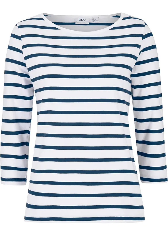 Langarmshirt mit reiner Bio-Baumwolle in weiß von vorne - bonprix Langarmshirt mit reiner Bio-Baumwolle in weiß von vorne - bonprix