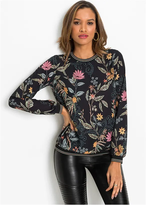 Blusenshirt in schwarz von vorne (im Anschnitt) - bonprix