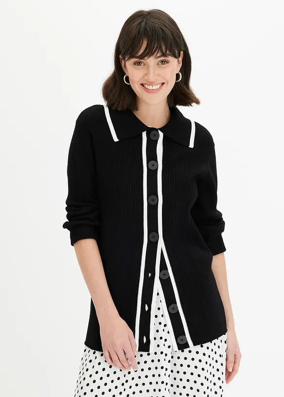 Smart Cardigan in schwarz von vorne (im Anschnitt) - bonprix