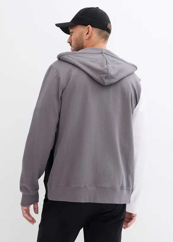 Kapuzen-Sweatjacke aus reiner Bio Baumwolle in grau von hinten (im Anschnitt) - bonprix