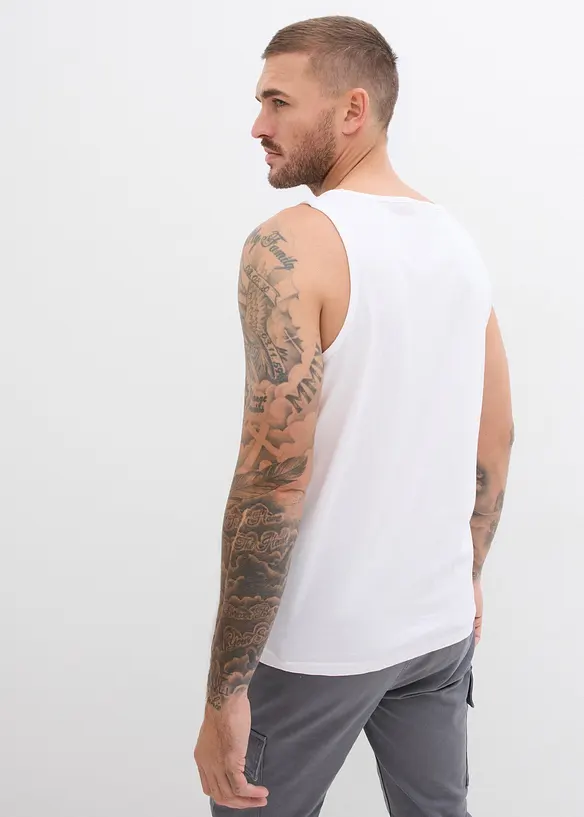 Tanktop in Regular Fit (3er Pack) in weiß von hinten (im Anschnitt) - bonprix