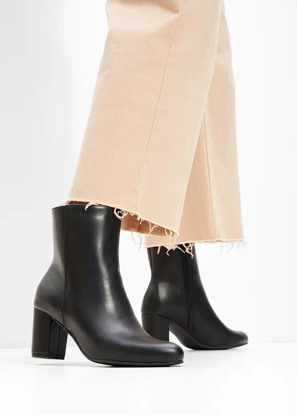 Stiefeletten mit Blockabsatz in schwarz - bonprix