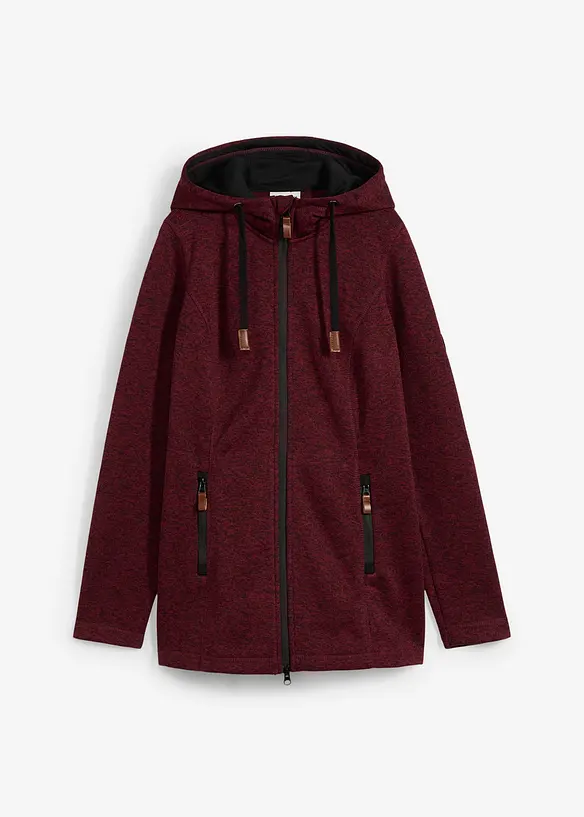 Strickfleecejacke mit Kapuze in rot von vorne - bonprix