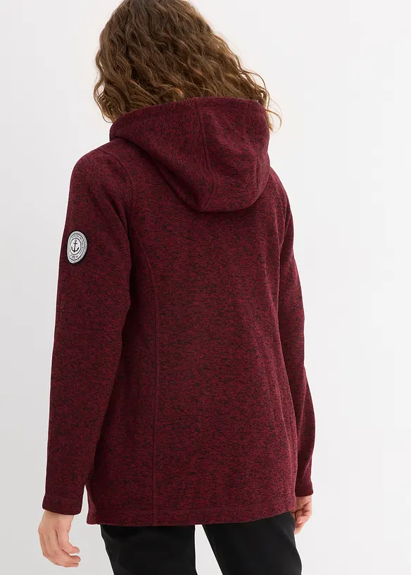 Strickfleecejacke mit Kapuze in rot von hinten (im Anschnitt) - bonprix
