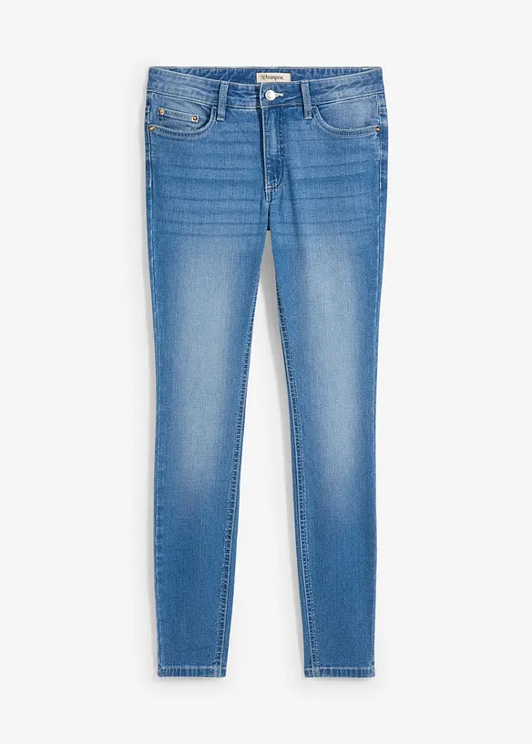 Skinny Jeans High Waist, Stretch in blau von vorne - bonprix