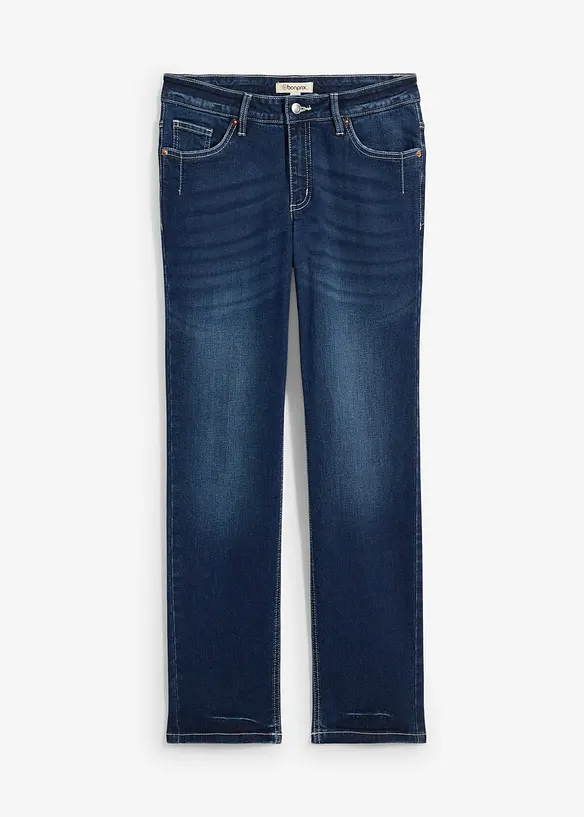 Straight Jeans Mid Waist, Stretch in blau von vorne - bonprix