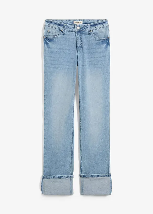 Straight-Jeans, Mid Waist, Bequembund in blau von vorne - bonprix