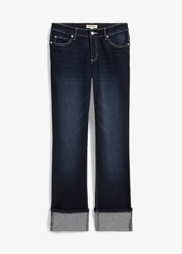 Straight-Jeans, Mid Waist, Bequembund in blau von vorne - bonprix