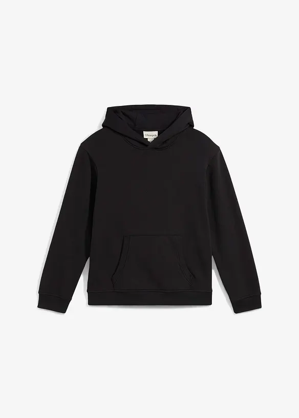 Hoodie aus weichem Baumwoll-Mix in schwarz von vorne - bonprix
