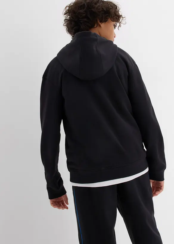 Hoodie aus weichem Baumwoll-Mix in schwarz von hinten (im Anschnitt) - bonprix