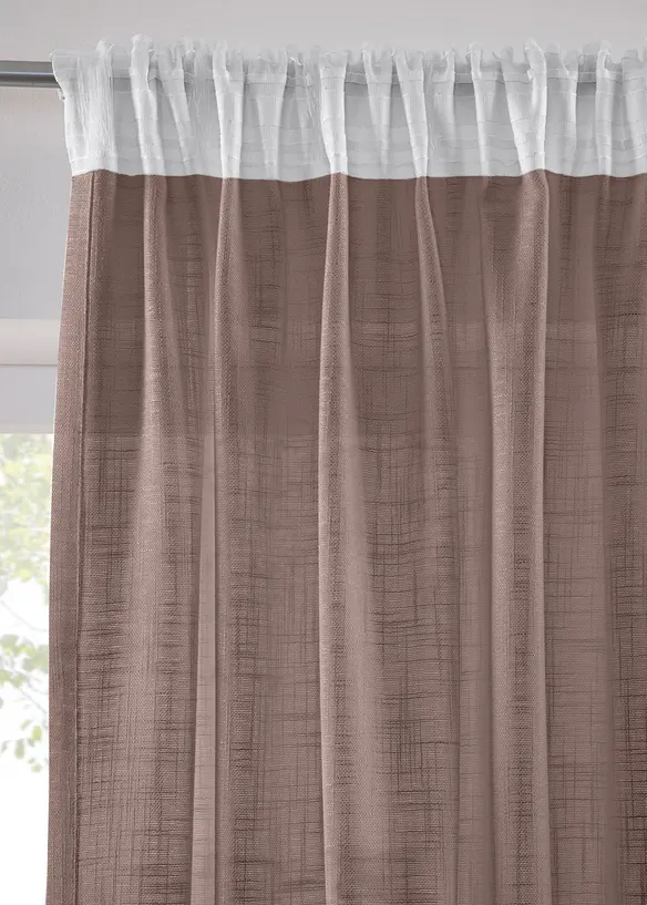 Halbtransparenter Vorhang mit Struktur (2er Pack) in braun - bonprix