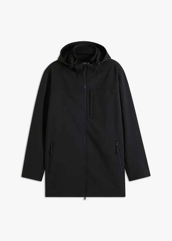 Wasserabweisender Softshell-Parka in schwarz von vorne - bonprix