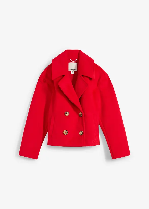 Kurze Jacke in Wolloptik in rot von vorne - bonprix