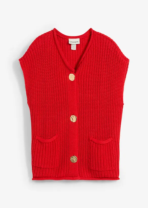 Strick-Weste mit Taschen in rot von vorne - bonprix