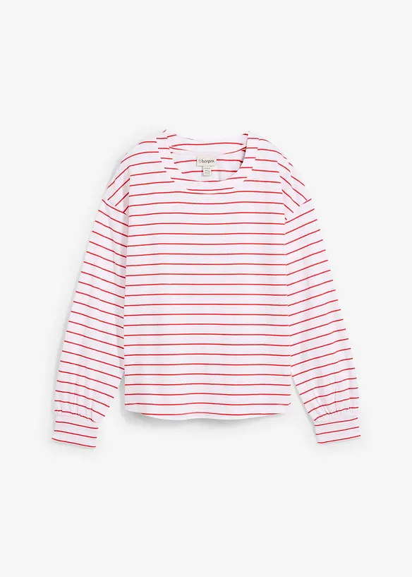 Langarmshirt aus reiner Bio-Baumwolle in weiß von vorne - bonprix