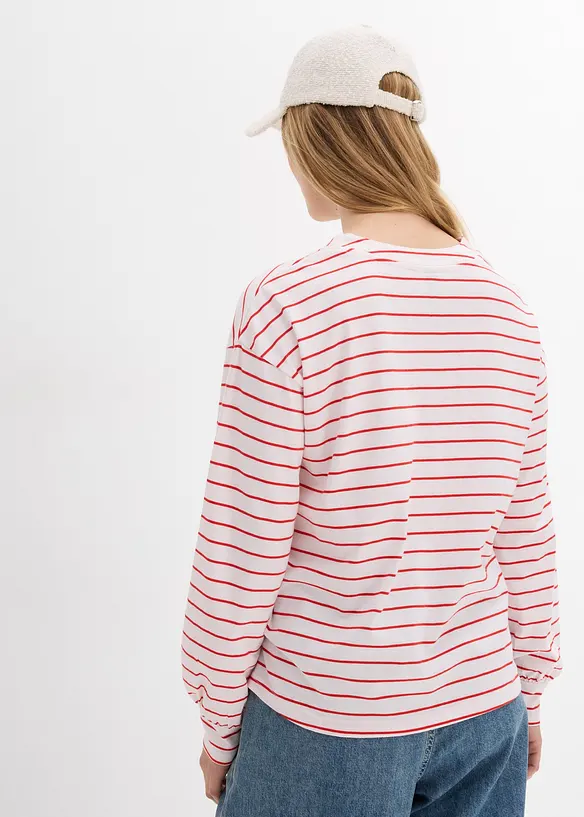 Langarmshirt aus reiner Bio-Baumwolle in weiß von hinten (im Anschnitt) - bonprix