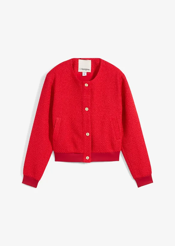 Blouson aus kuscheligem Bouclé in rot von vorne - bonprix