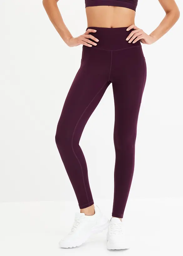 Komfort Sport-Leggings mit Handytasche, schnelltrocknend in lila von vorne - bonprix