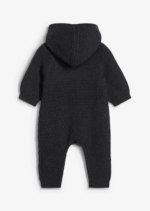 Gestrickter Overall in grau von hinten - bonprix