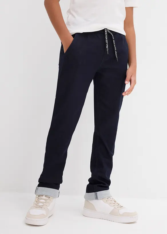 Regular-Fit Schlupf-Sweatjeans, Straight in blau von vorne - bonprix