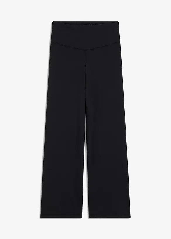Komfort-Sport-Leggings, gerades Bein, schnelltrocknend in schwarz von vorne - bonprix