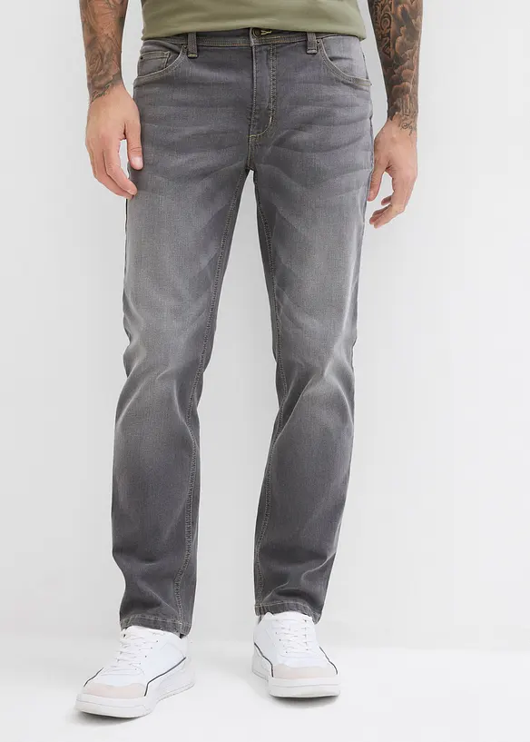 Regular-Fit-Jeans, Straight in grau von vorne - bonprix