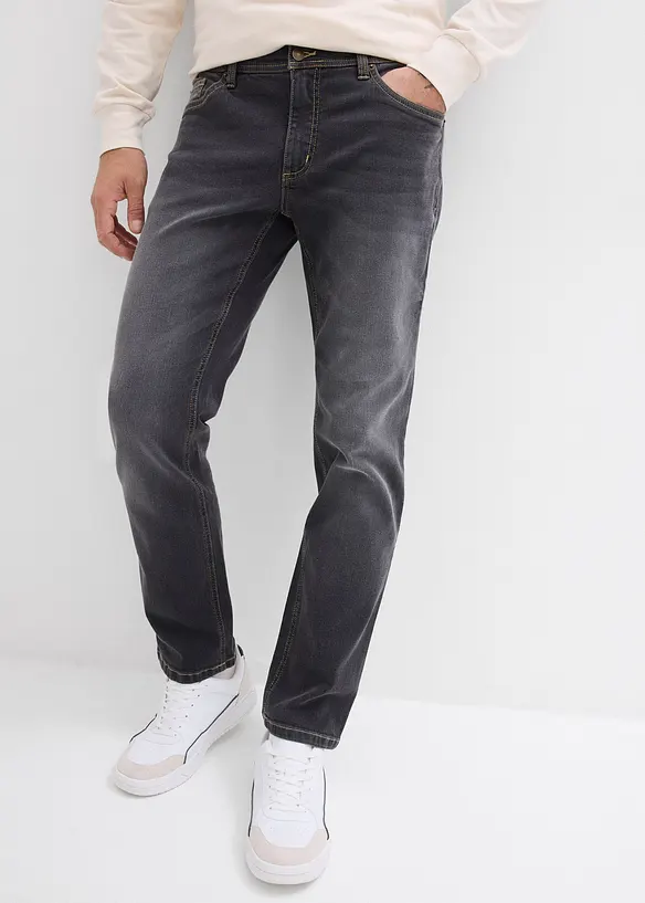 Regular-Fit-Jeans, Straight in schwarz von vorne - bonprix