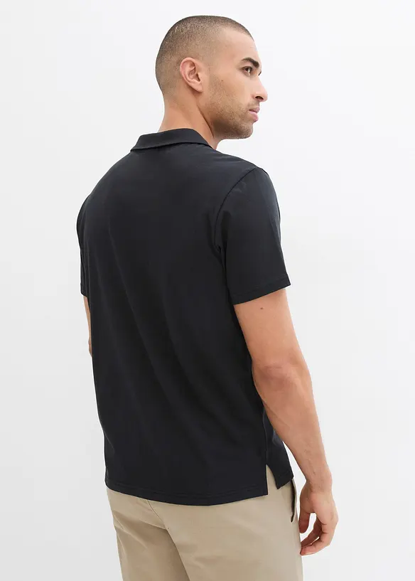 Poloshirt aus reiner Bio-Baumwolle in schwarz von hinten (im Anschnitt) - bonprix