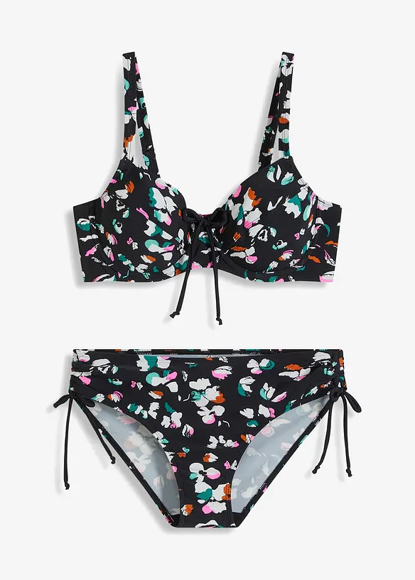 Minimizer-Bikini mit Bindebändern (2-tlg.Set) in schwarz von vorne - bonprix