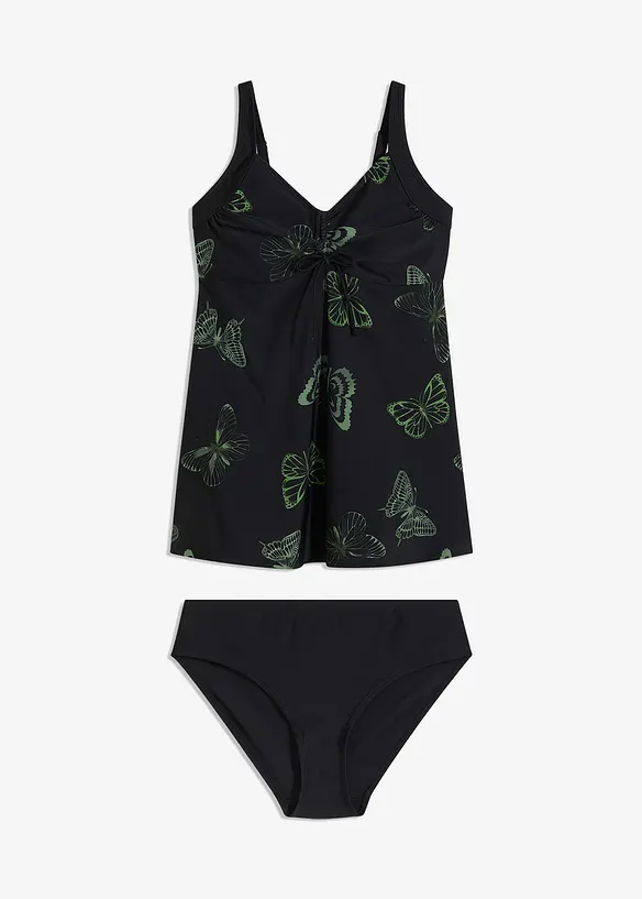 Long-Tankini (2-tlg.Set) in schwarz von vorne - bonprix