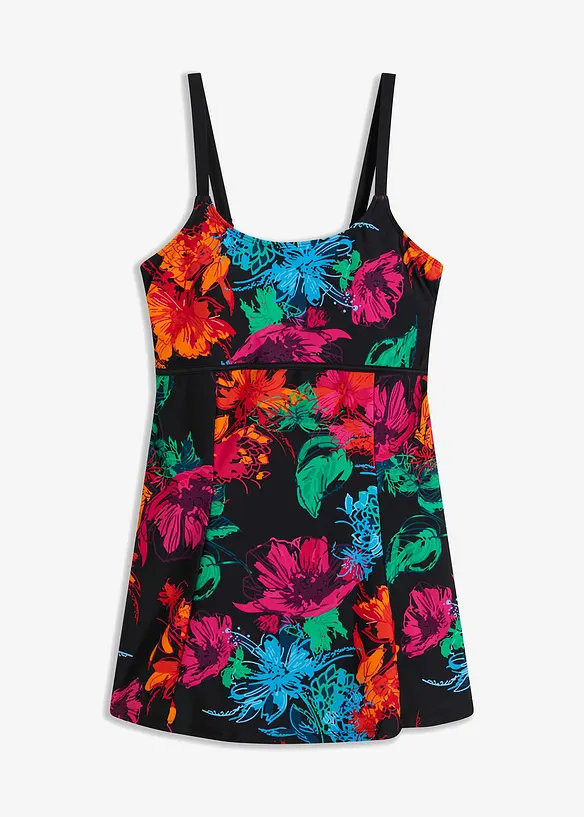 Badekleid mit Rundhalsausschnitt in schwarz von vorne - bonprix