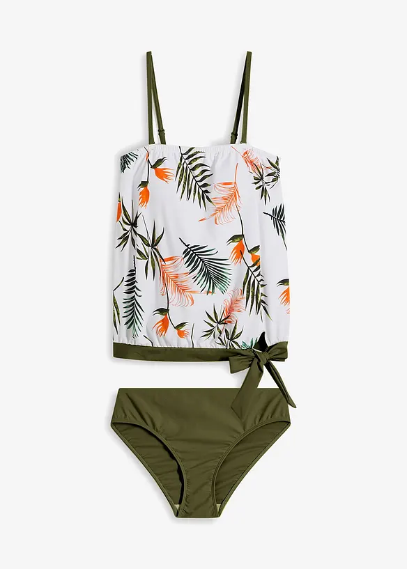Bandeau-Tankini (2-tlg.Set) mit Multiway-Träger in weiß von vorne - bonprix