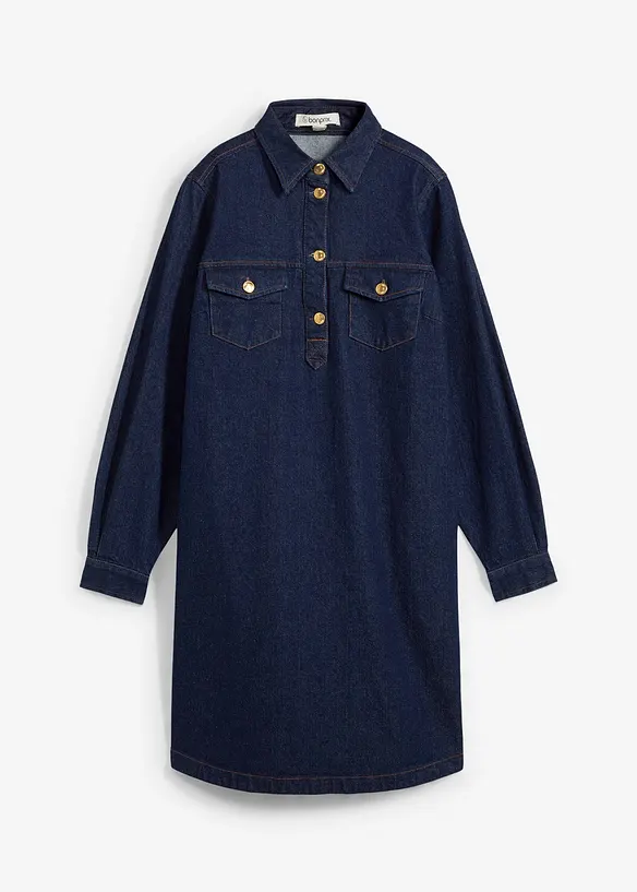 Jeanskleid in blau von vorne - bonprix