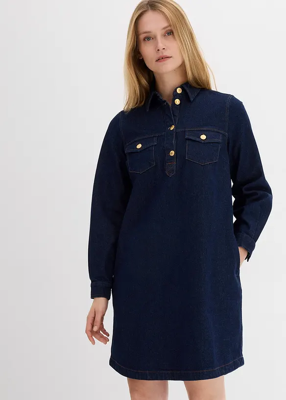 Jeanskleid in blau von vorne (Totalaufnahme) - bonprix