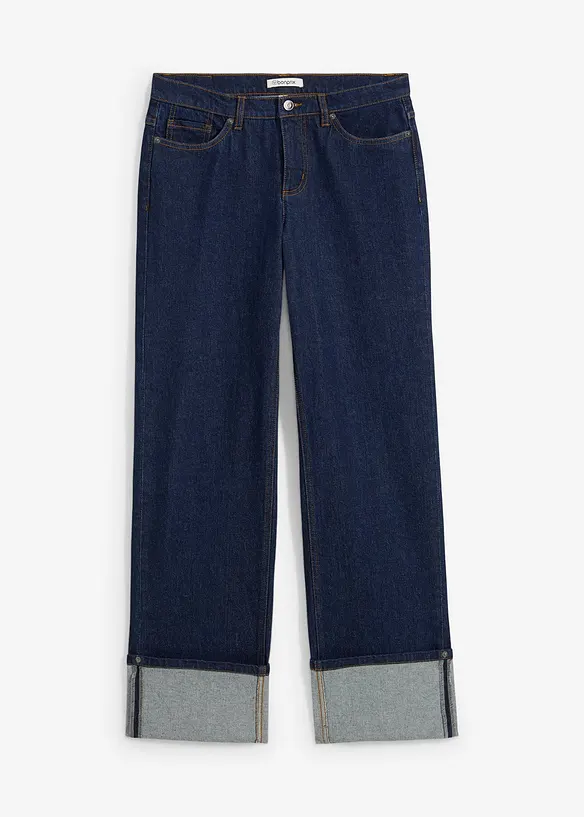 Straight Jeans Mid Waist, full length in blau von vorne - bonprix