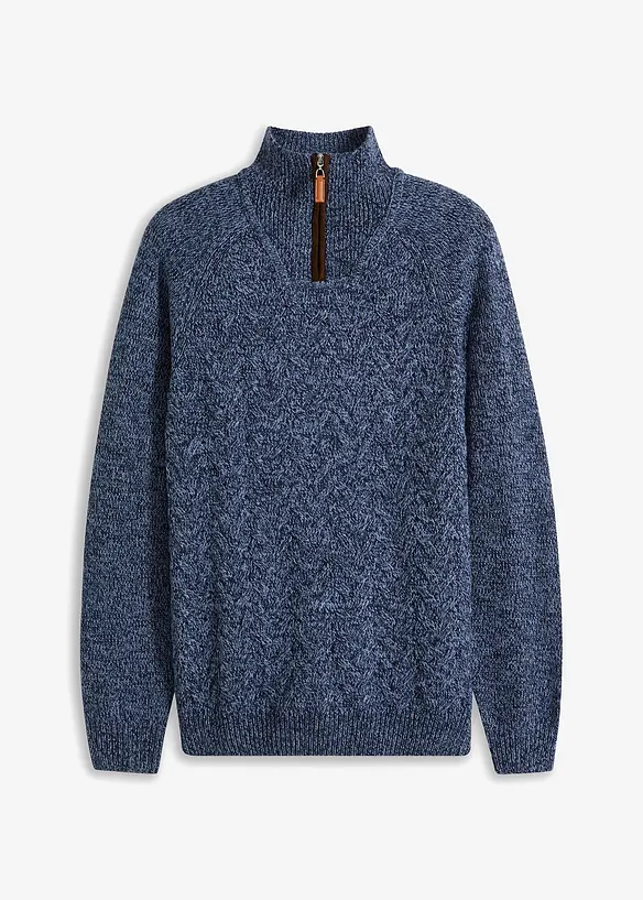 Troyer-Pullover mit Wolle in blau von vorne - bonprix