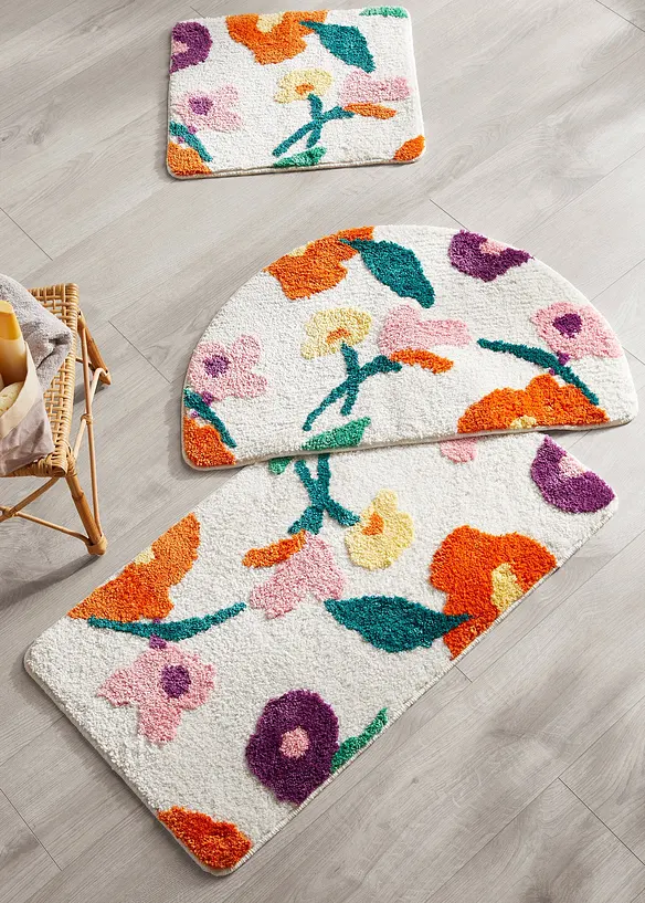 Getuftete Badematte mit buntem floralem Design in bunt - bonprix