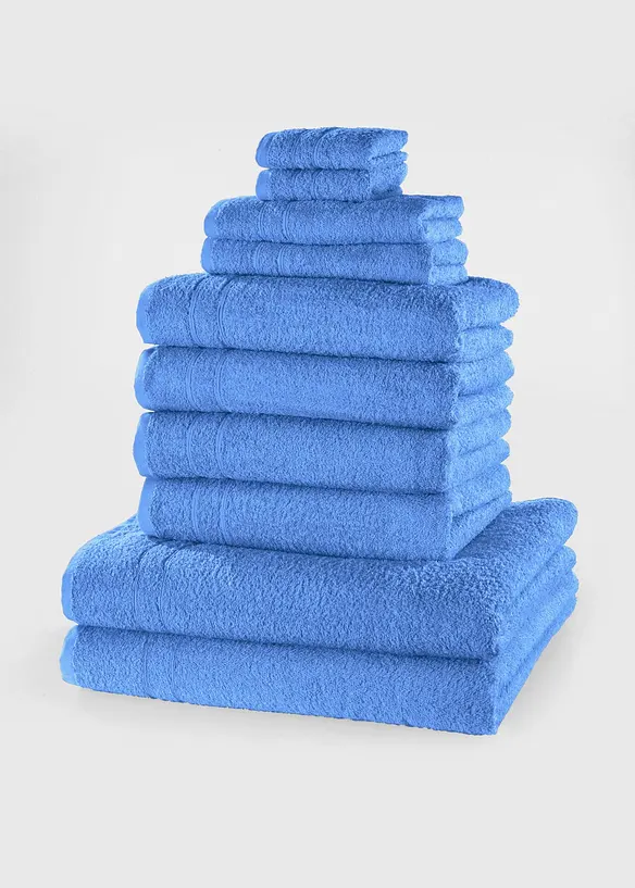 Baumwoll-Handtuch Set (10-tlg. Set) in blau - bonprix
