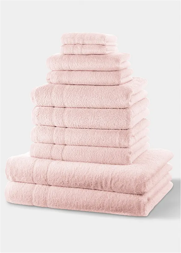 Baumwoll-Handtuch Set (10-tlg. Set) in rosa - bonprix