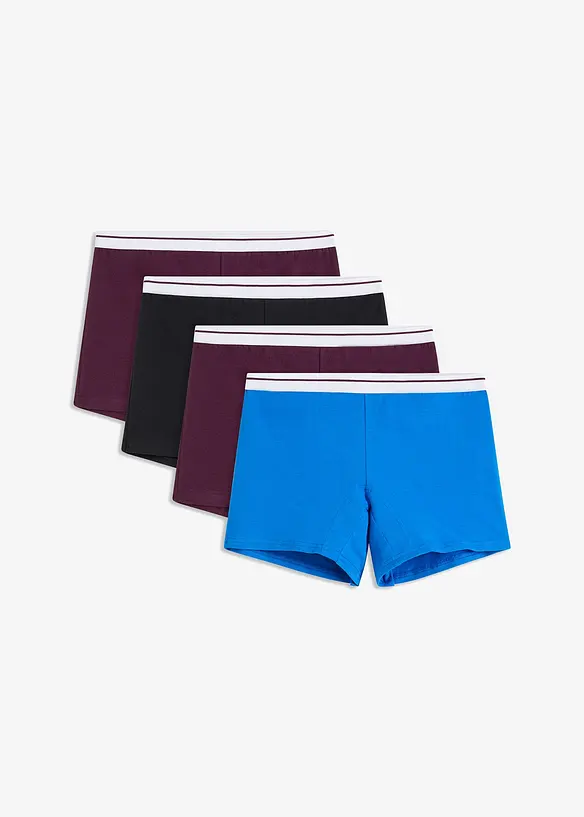 Boxer mittellang mit Bio-Baumwolle (4er Pack) in schwarz von vorne - bonprix