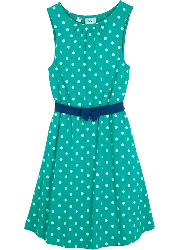 Jerseykleid aus reiner Bio-Baumwolle in grün von vorne - bonprix