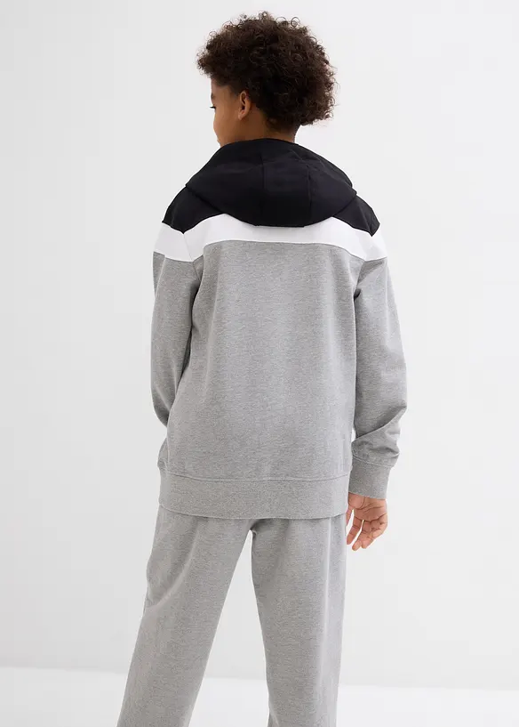 Kapuzen-Sweatjacke aus weichem Baumwoll-Mix in schwarz von hinten (im Anschnitt) - bonprix