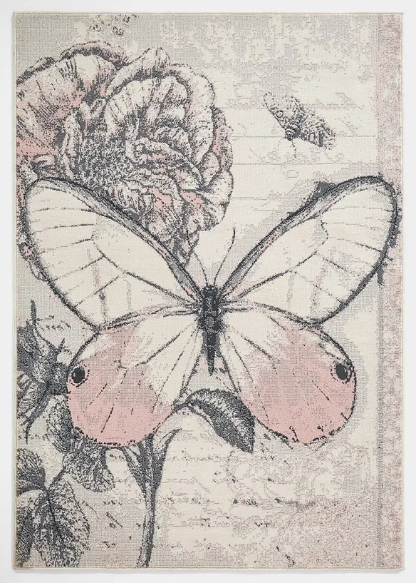 Teppich mit großem Schmetterling in rosa - bonprix