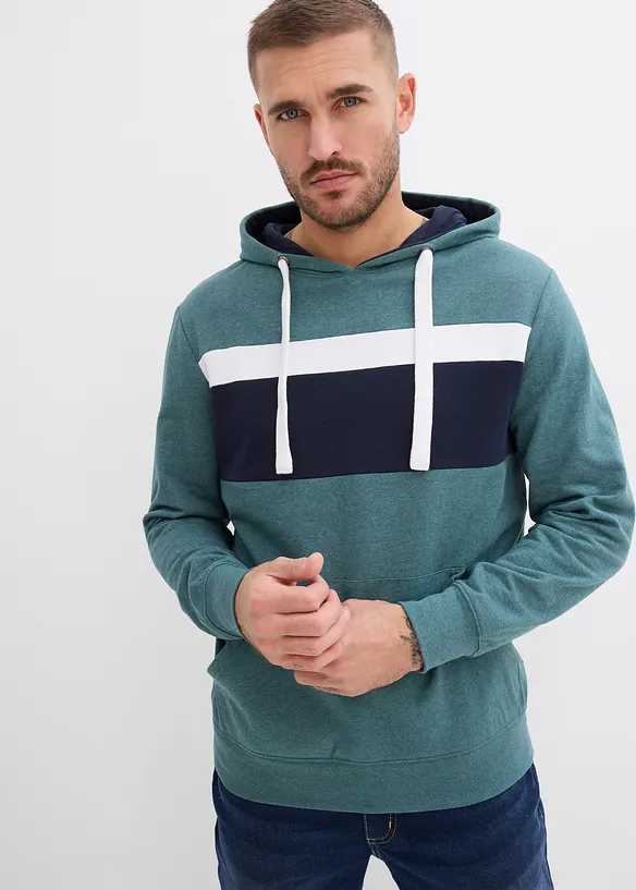 Hoodie in Regular Fit in grün von vorne (im Anschnitt) - bonprix