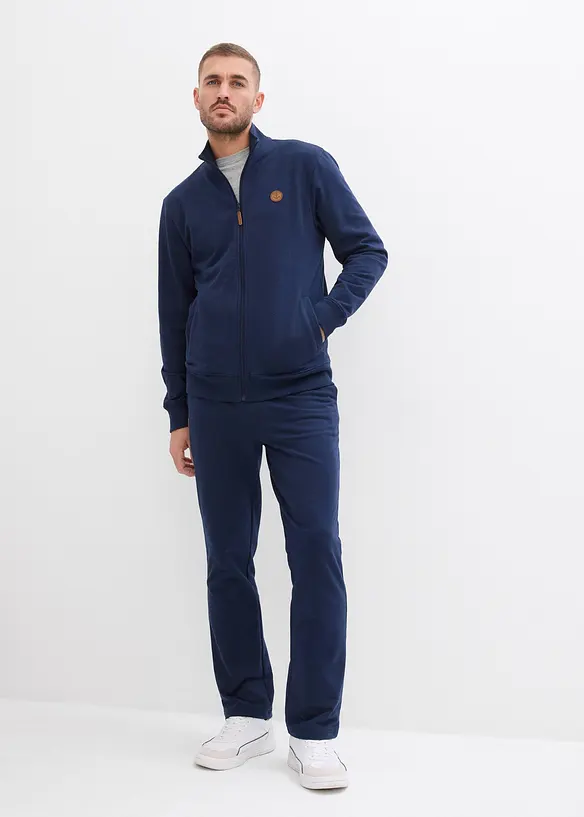 Jogginganzug aus reiner Bio-Baumwolle (2-tlg.Set) in blau von vorne (Totalaufnahme) - bonprix
